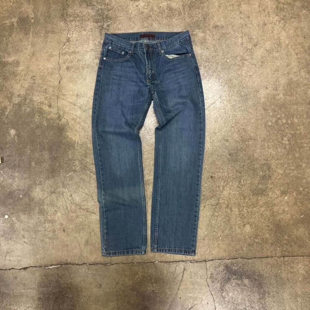 Fission Low Rise Dark Wash Denim Jeans, Straight Leg 100% Cotton, Size 32x32